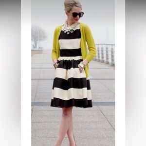 Kate Spade Carolyn Dress Chic Black and Cream Stripe Dress  Size 14